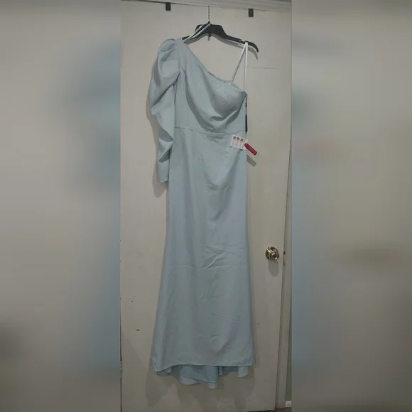 Mac Duggal Light Blue One Shoulder Dress - Picture 4 of 16